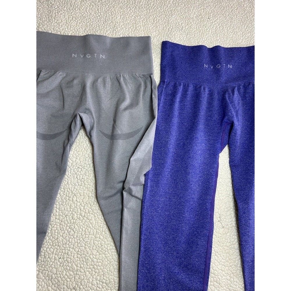 NVGTN Seamless Leggings Bundle Lot of 2 Gray Purple High Waisted Gym Small
